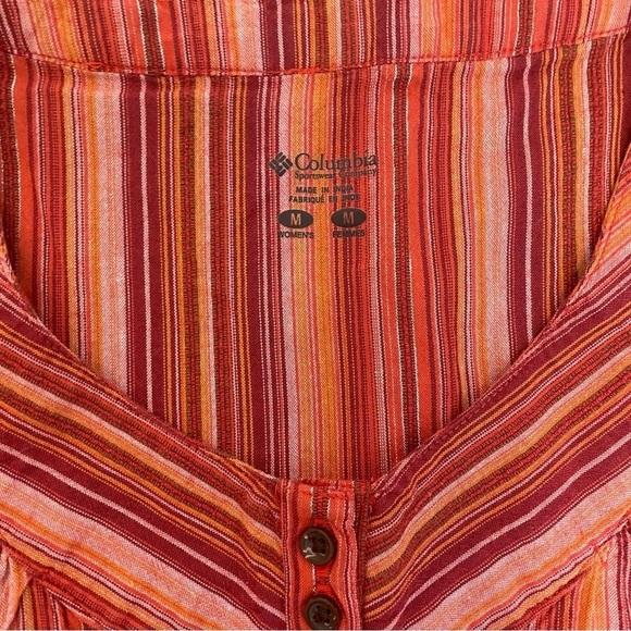 Columbia V Neck Orange Striped Top - Picture 11 of 12